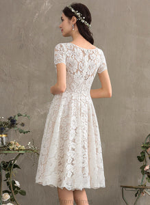 Wedding Dresses Knee-Length Scoop Madalyn Lace Neck A-Line Dress Wedding