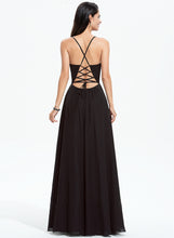 Load image into Gallery viewer, Floor-Length Sequins A-Line With Chiffon Prom Dresses Lace Areli V-neck