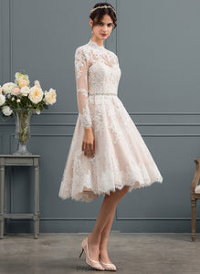 Lace Wedding Dresses Wedding A-Line Knee-Length Makenna Illusion Dress