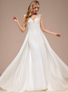 Sweep Chiffon Wedding Train V-neck Wedding Dresses Lace A-Line Dress Alani