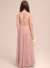 Load image into Gallery viewer, Chiffon A-Line Floor-Length Junior Bridesmaid Dresses Jasmin Scoop With Bow(s) Neck