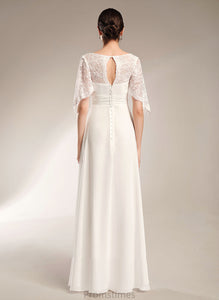 Floor-Length Dress Sheath/Column Wedding Dresses V-neck With Wedding Lace Sue