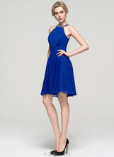 Load image into Gallery viewer, Liberty Prom Dresses Knee-Length Scoop Neck A-Line With Ruffle Chiffon Beading