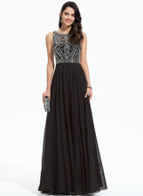 Load image into Gallery viewer, With Beading Nataly Neck Prom Dresses Floor-Length Sequins Scoop Chiffon A-Line