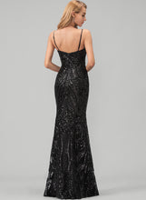 Load image into Gallery viewer, Floor-Length Satin V-neck Sheath/Column Prom Dresses Cherish Sequined