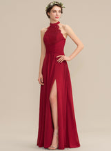 Load image into Gallery viewer, Ruffle Chiffon Lace Front Neck With Split Mallory Floor-Length High A-Line Prom Dresses