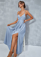 Load image into Gallery viewer, Neck A-Line Cassandra Split With Cowl Prom Dresses Ankle-Length Front