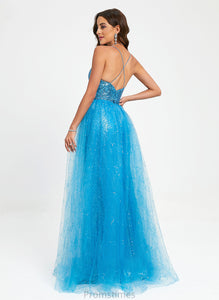 V-neck Prom Dresses Alivia Sequins Ball-Gown/Princess Tulle With Floor-Length