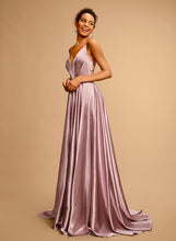 Load image into Gallery viewer, Sweep V-neck Satin Prom Dresses Train Ball-Gown/Princess Ana