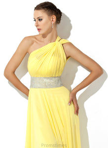 Ruffle With A-Line Prom Dresses One-Shoulder Ayla Chiffon Floor-Length Beading