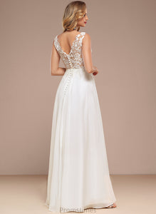 Izabelle Floor-Length Wedding Dresses With A-Line Wedding Sequins Lace Dress V-neck Chiffon