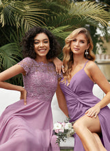 Load image into Gallery viewer, Lace With A-Line Chiffon Scoop Floor-Length Neck Kinsley Prom Dresses Pockets