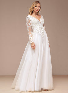 Wedding Dresses Wedding Tulle A-Line Beading Dress Lace V-neck With Adeline Floor-Length Sequins