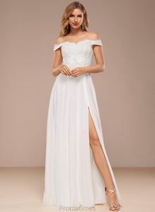 Wedding Dresses Floor-Length Off-the-Shoulder Wedding Dress Lace A-Line With Chiffon Sequins Karsyn