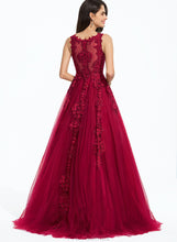 Load image into Gallery viewer, Prom Dresses Neck Nan Tulle Beading Train Scoop With Ball-Gown/Princess Sweep