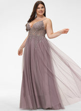 Load image into Gallery viewer, With Lace V-neck Beading Floor-Length Liliana Sequins Tulle A-Line Prom Dresses