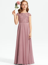 Load image into Gallery viewer, Neck Floor-Length Lace Chiffon Lena Junior Bridesmaid Dresses A-Line Scoop