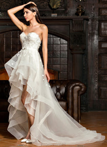 Asymmetrical Tulle Dress Beading Wedding With Alissa A-Line Wedding Dresses Charmeuse Sweetheart Lace Bow(s)