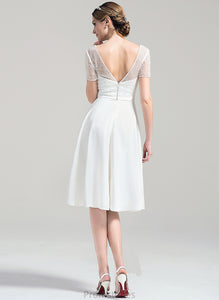 Wedding Norma Knee-Length A-Line V-neck Wedding Dresses Satin Dress