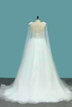 Load image into Gallery viewer, 2024 Sweetheart Wedding Dresses A Line Tulle With Beads Sweep Train