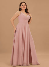 Load image into Gallery viewer, V-neck Ruffle Chiffon Prom Dresses A-Line Amber Floor-Length With