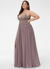 Load image into Gallery viewer, With Lace V-neck Beading Floor-Length Liliana Sequins Tulle A-Line Prom Dresses