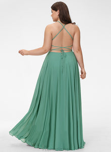 A-Line Nyasia Floor-Length Square Prom Dresses Chiffon