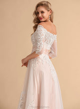 Load image into Gallery viewer, Wedding Tulle Dress A-Line Asymmetrical Wedding Dresses Lace With Sequins Jaslene Satin