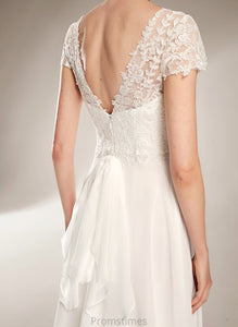 Court Bow(s) Dress V-neck A-Line Wedding Train Wedding Dresses With Brooke