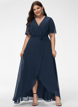 Load image into Gallery viewer, Ashlee A-Line Prom Dresses Bow(s) V-neck With Chiffon Asymmetrical