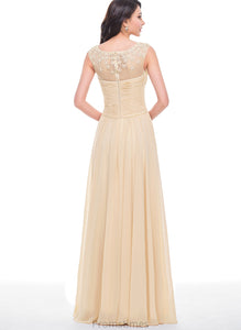 Flower(s) Floor-Length With Beading Scoop Ruffle Chiffon Prom Dresses A-Line Tulle Juliette