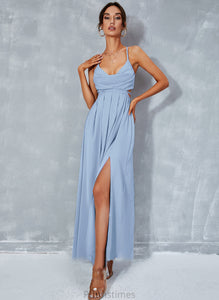 Neck A-Line Cassandra Split With Cowl Prom Dresses Ankle-Length Front