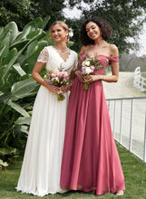 Load image into Gallery viewer, V-neck Wedding Dresses Floor-Length Lace A-Line Sloane Wedding Dress Chiffon