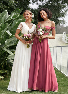 V-neck Wedding Dresses Floor-Length Lace A-Line Sloane Wedding Dress Chiffon