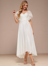 Load image into Gallery viewer, Dress Lace Ruffle A-Line Tulle Wedding Dresses Chasity With V-neck Wedding Asymmetrical