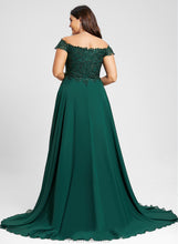 Load image into Gallery viewer, A-Line Sweep Off-the-Shoulder Chiffon Prom Dresses Train Anabelle With Sequins Lace