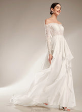 Load image into Gallery viewer, With Off-the-Shoulder Wedding Gwendolyn Wedding Dresses Ruffle Court A-Line Train Dress