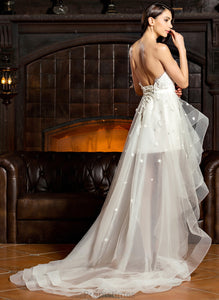 Asymmetrical Tulle Dress Beading Wedding With Alissa A-Line Wedding Dresses Charmeuse Sweetheart Lace Bow(s)