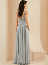 Load image into Gallery viewer, Marely Prom Dresses Lace Split With V-neck Sequins Front Chiffon A-Line Floor-Length