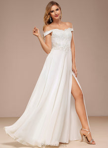 Wedding Dresses Floor-Length Off-the-Shoulder Wedding Dress Lace A-Line With Chiffon Sequins Karsyn