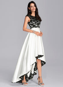 Scoop Asymmetrical Satin Ball-Gown/Princess Prom Dresses Neck Savanah