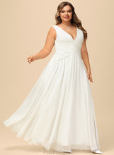 Load image into Gallery viewer, With Pleated Ava V-neck Floor-Length Chiffon A-Line Dress Wedding Dresses Wedding