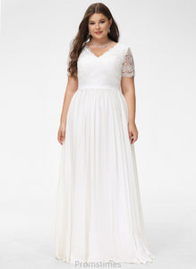 V-neck Wedding Dresses Floor-Length Lace A-Line Sloane Wedding Dress Chiffon