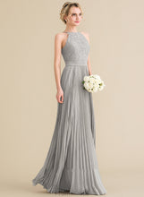 Load image into Gallery viewer, Neck Floor-Length Rhoda Scoop Prom Dresses A-Line With Chiffon Lace Pleated