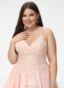 Adeline Beading With A-Line Sequins Tulle Short/Mini Prom Dresses V-neck