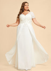 Dress A-Line Floor-Length V-neck Chiffon Wedding Wedding Dresses Elva