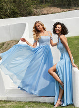 Load image into Gallery viewer, With A-Line Lace Floor-Length Chiffon Lydia V-neck Prom Dresses