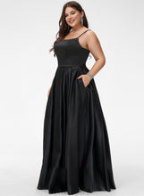 Load image into Gallery viewer, Pockets Floor-Length Prom Dresses With Square Front A-Line Adalyn Neckline Satin Split