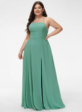 Load image into Gallery viewer, Prom Dresses Neckline Floor-Length A-Line Courtney Front Split Chiffon Pockets Square With