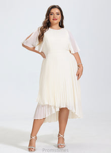 Scoop A-Line Wedding Dresses Abbigail Wedding Pleated Dress Chiffon Asymmetrical With